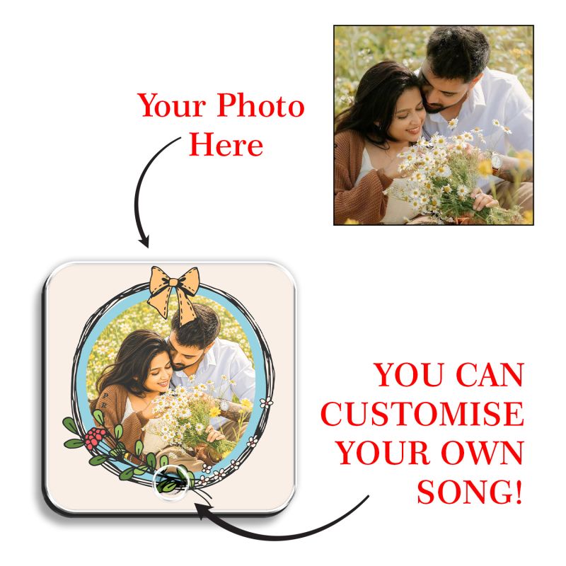 Personalized Photo & Music Plaque Customized Musical Fridge Magnet Frame with Your Photo & Song Anniversary, Birthday & Valentine’s Day Gift for Couples
